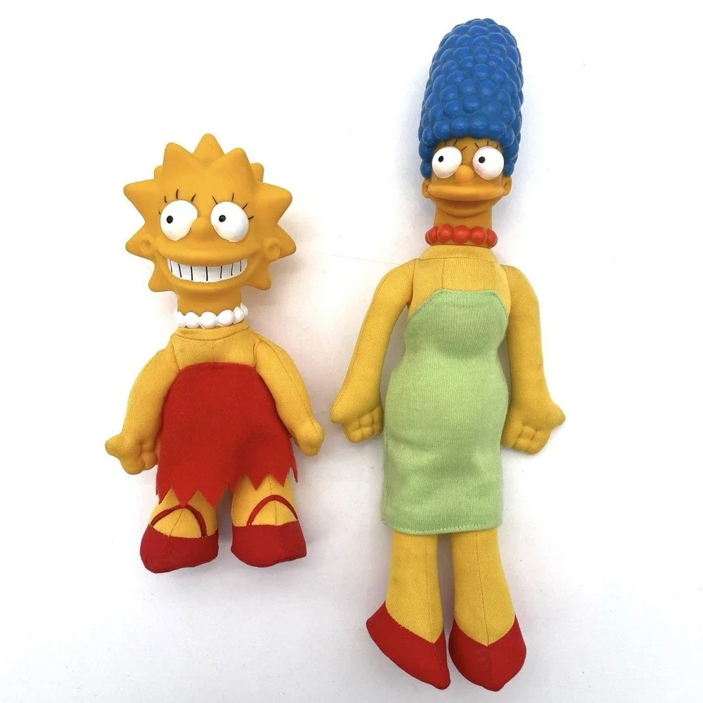 Vintage 1990 The Simpsons Marge & Lisa Plush Dolls Matt Groening Fox Lot of 2